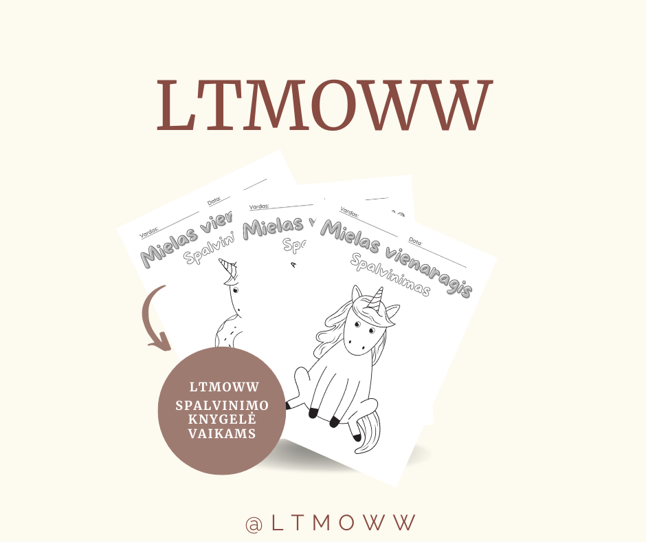 „Mielas vienaragis Spalvinimas“.