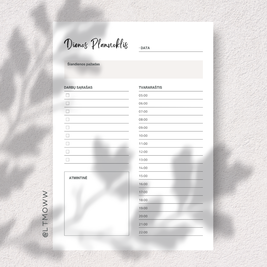 „Mano pažadas“ – Dienos planuoklis sąmoningam produktyvumui