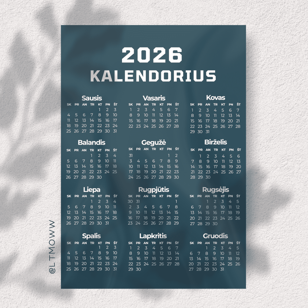 2026 m. Kalendorius „Ateities vizija 2026“ – Tavo metai viename žvilgsnyje - LTMOWW
