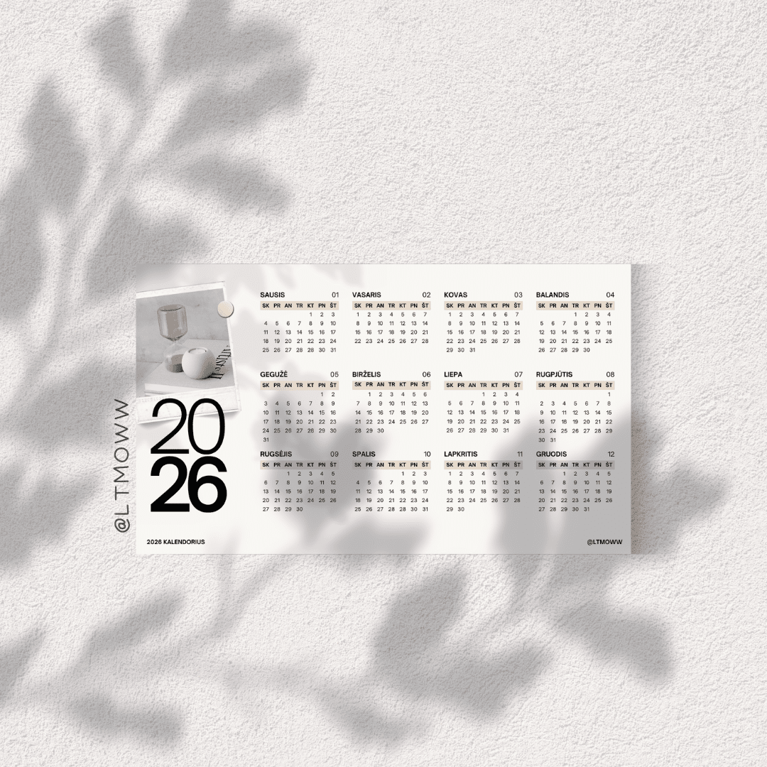 2026 m. Sieninis Kalendorius „Estetinė tvarka 2026“ – Tavo metinis planavimo drobė - LTMOWW
