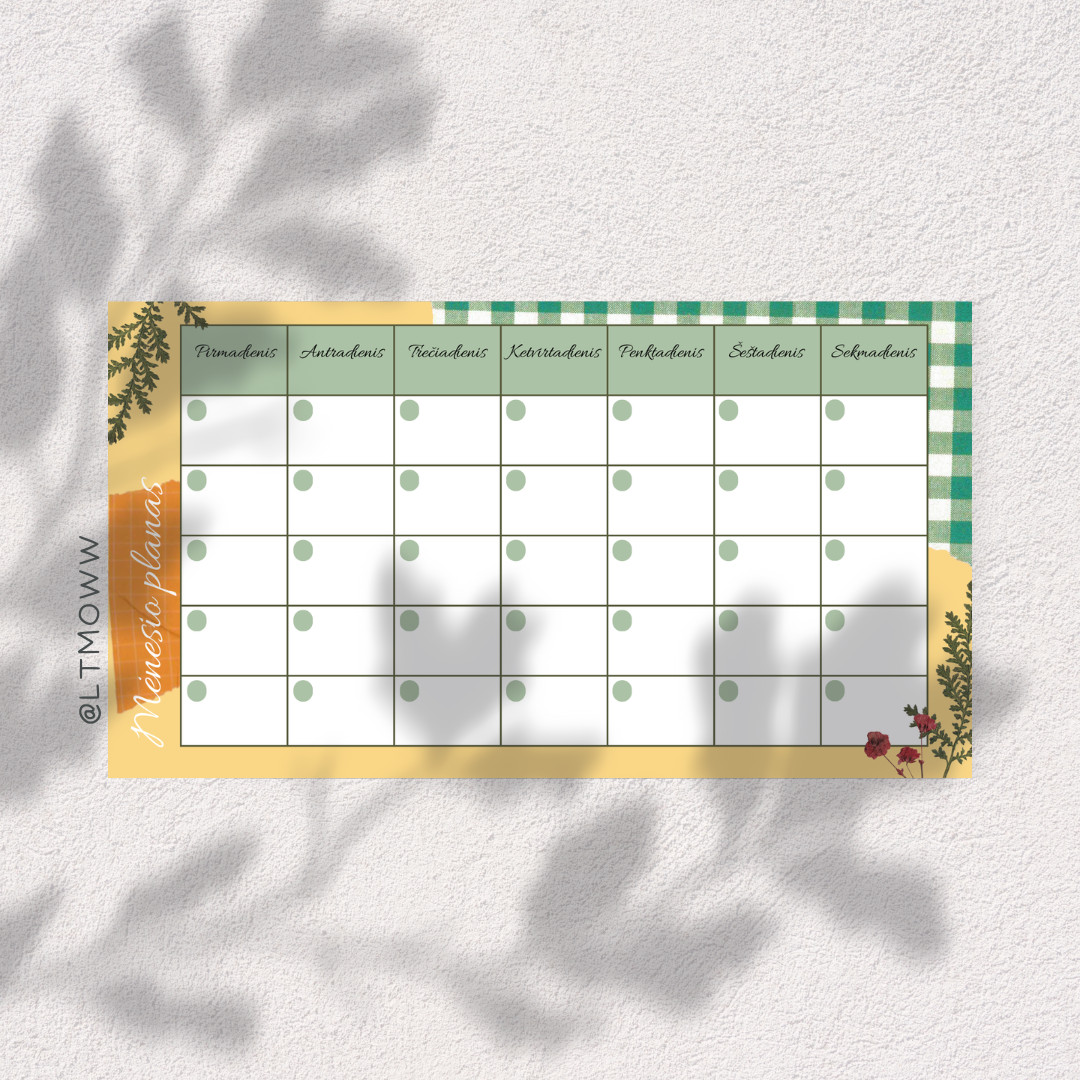 Mėnesio planas „Gamtos harmonija“ – Tavo tvaraus planavimo erdvė