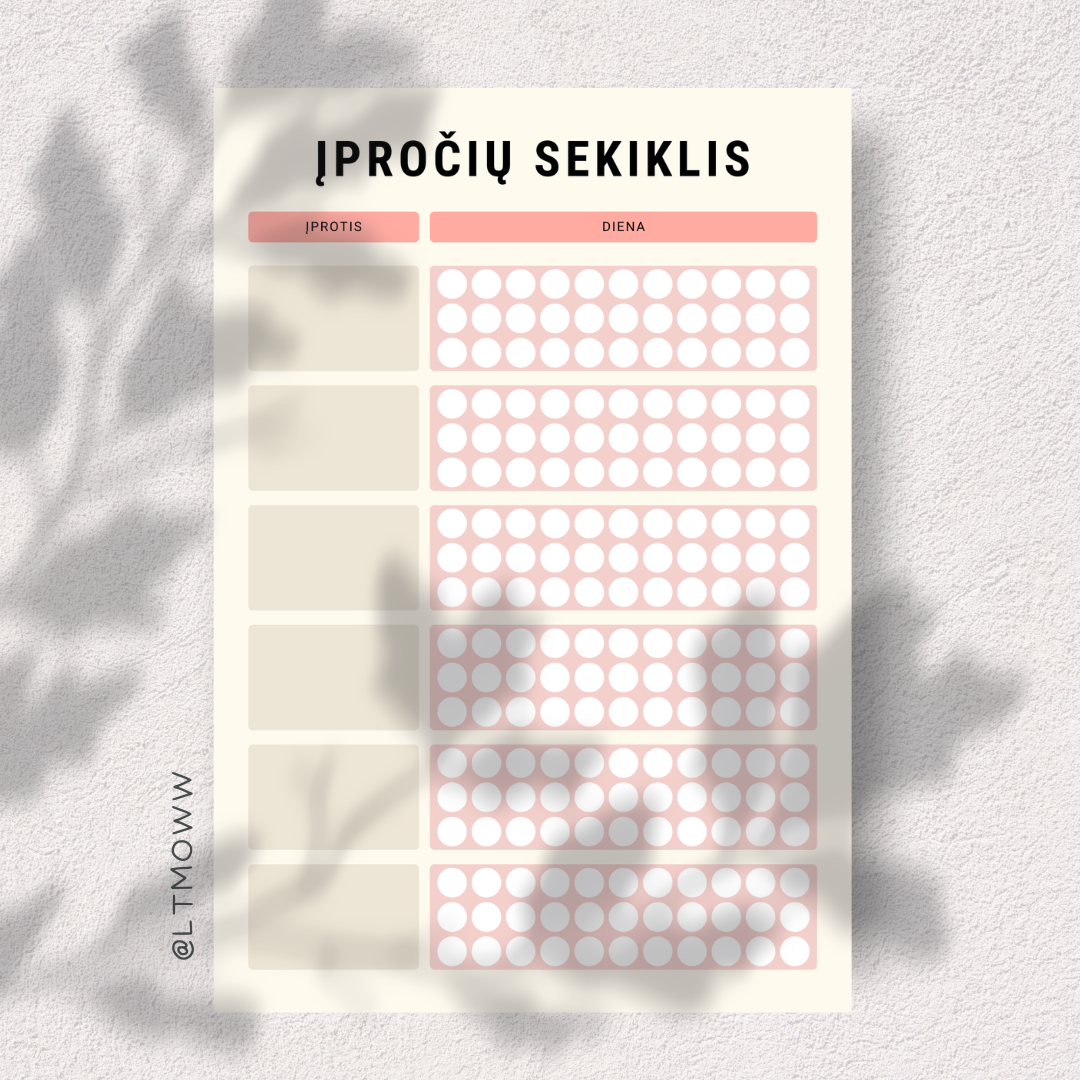 Įpročių sekiklis „Persiko švelnumas“ – Tavo kelias į naujus įpročius