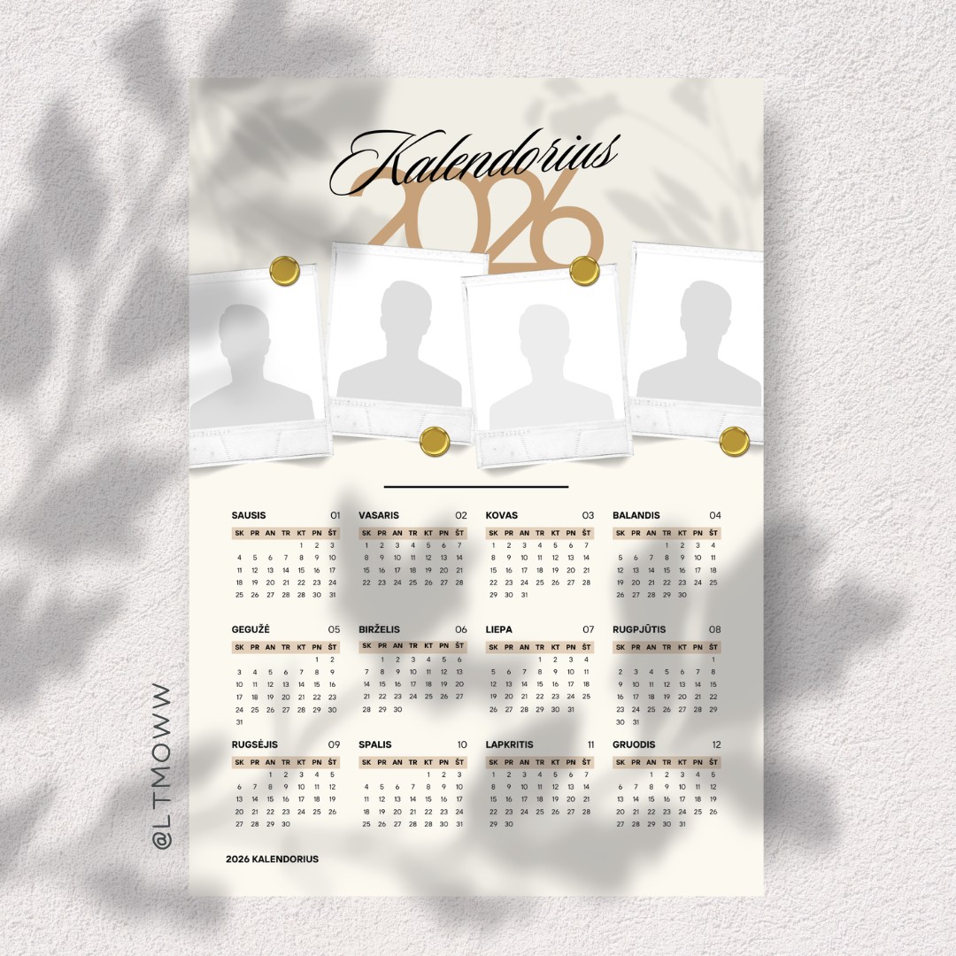 Personalizuotas 2026 m. kalendorius „Mano 2026-ieji“ – Kalendorius, pasakojantis Tavo istoriją