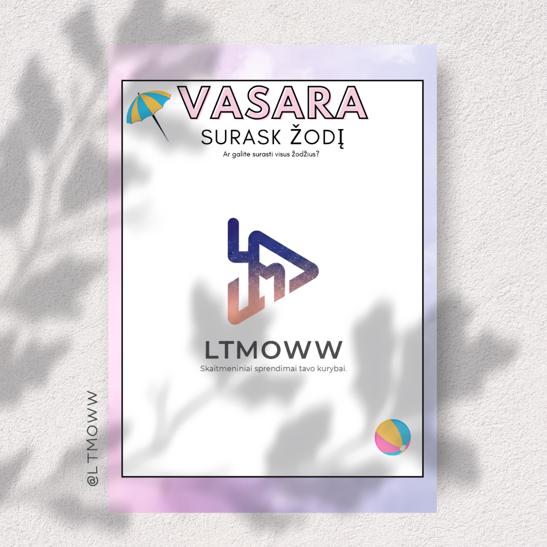 ☀️ VASARA: Žodžių paieškos galvosūkių rinkinys (PDF)