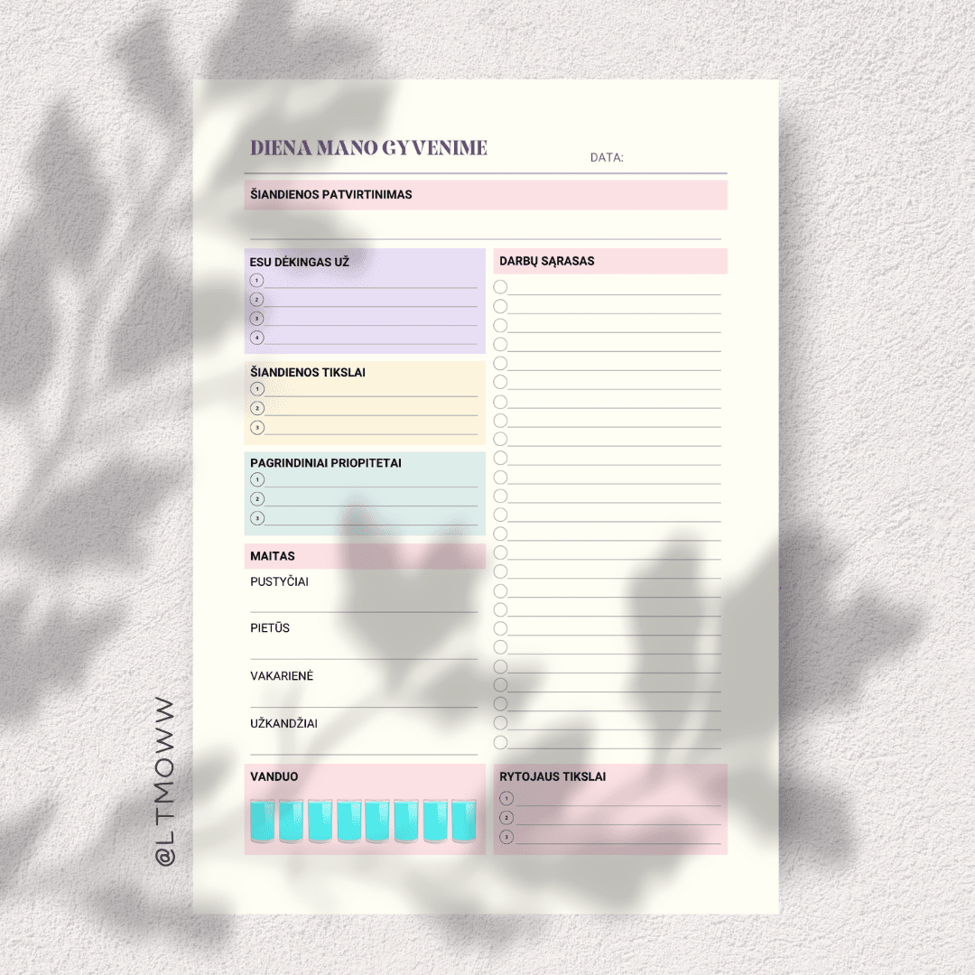 „Diena mano gyvenime“ – Subalansuotas tavo dienos gidas - LTMOWW