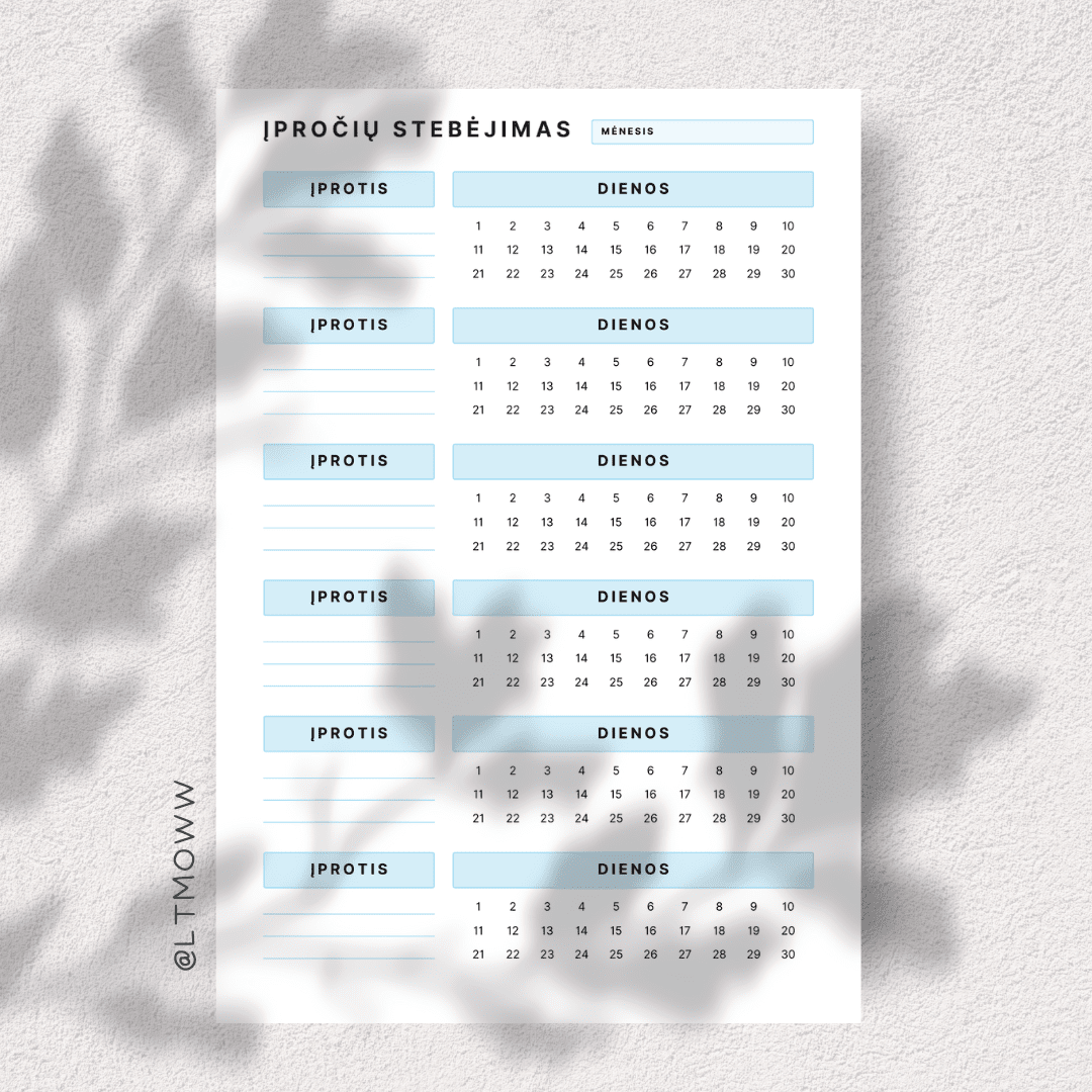 Įpročių seklys „Melsvas lengvumas“ – Tavo mėnesio įpročių gidas - LTMOWW