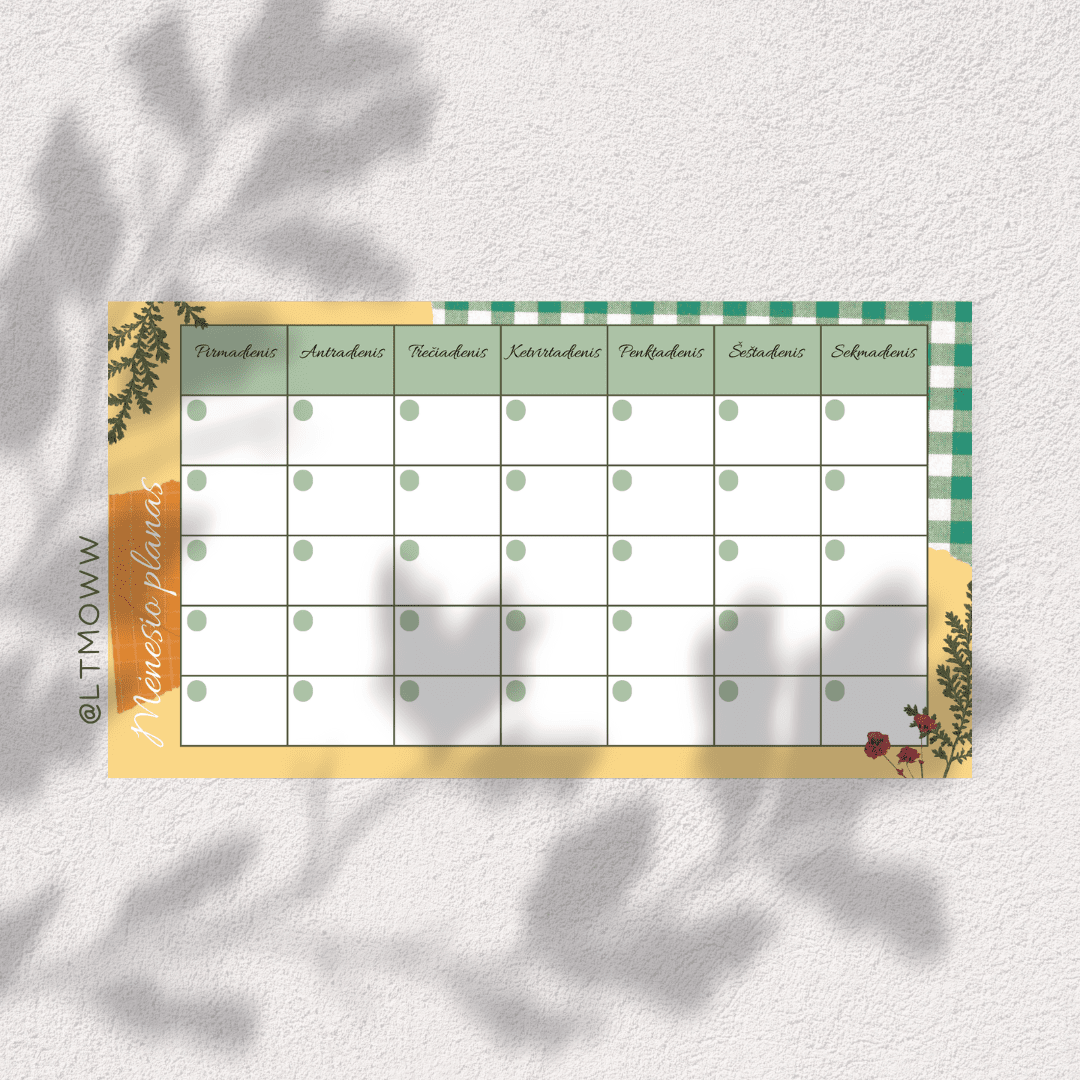 Mėnesio planas „Gamtos harmonija“ – Tavo tvaraus planavimo erdvė - LTMOWW