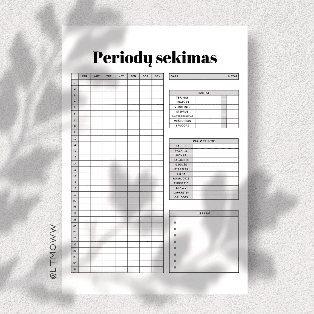 Periodų sekimas „Mano kūno dienoraštis“ – Sąmoningas ryšys su savimi - LTMOWW